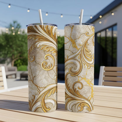 Elegant Golden Marble Swirl Design Insulated Tumbler