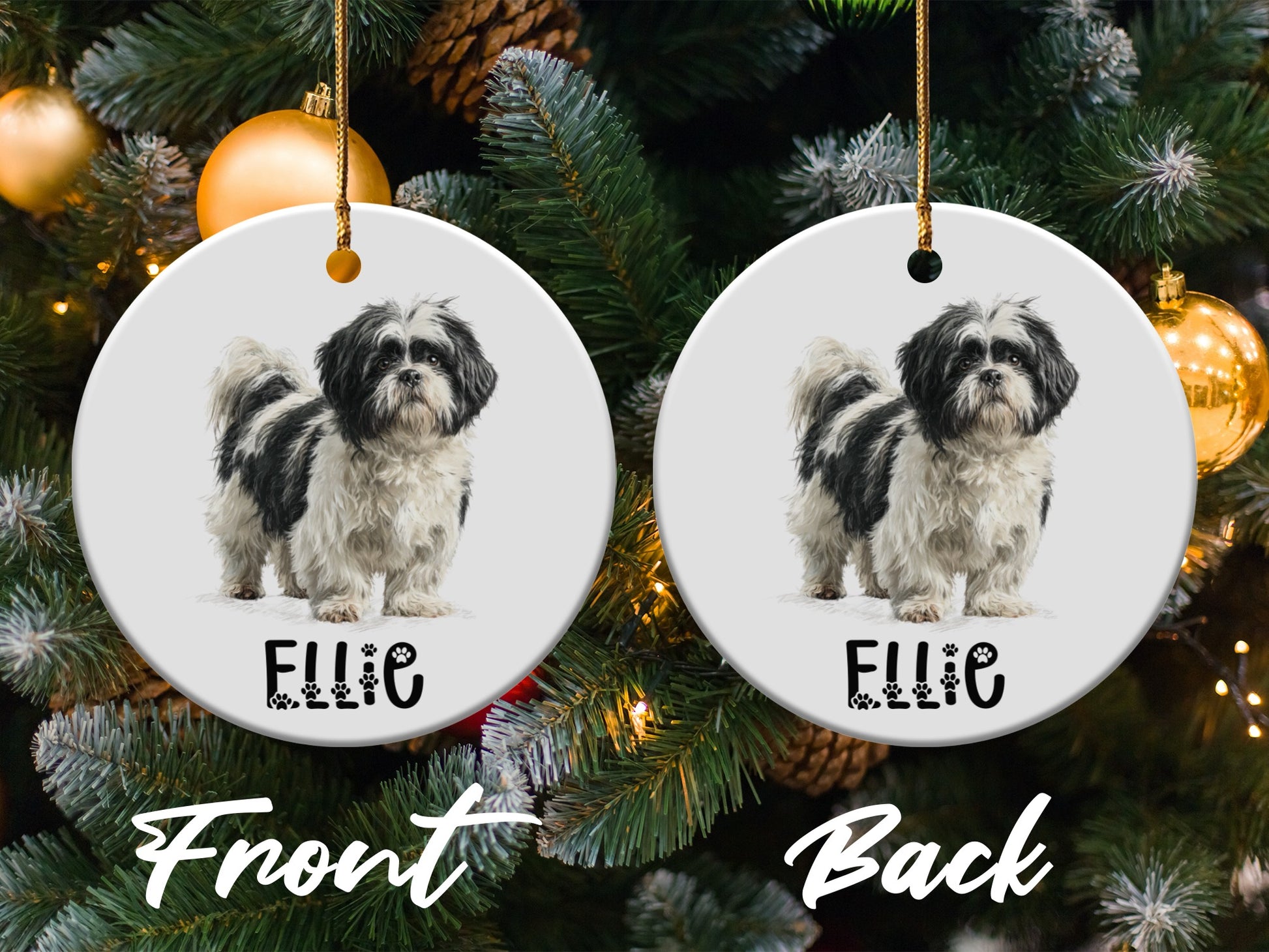 Custom Dog Portrait Double Sided Christmas Ornament product type