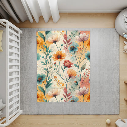 Floral Symphony a Watercolor Delight Velveteen Plush Blankets - Walk Greener