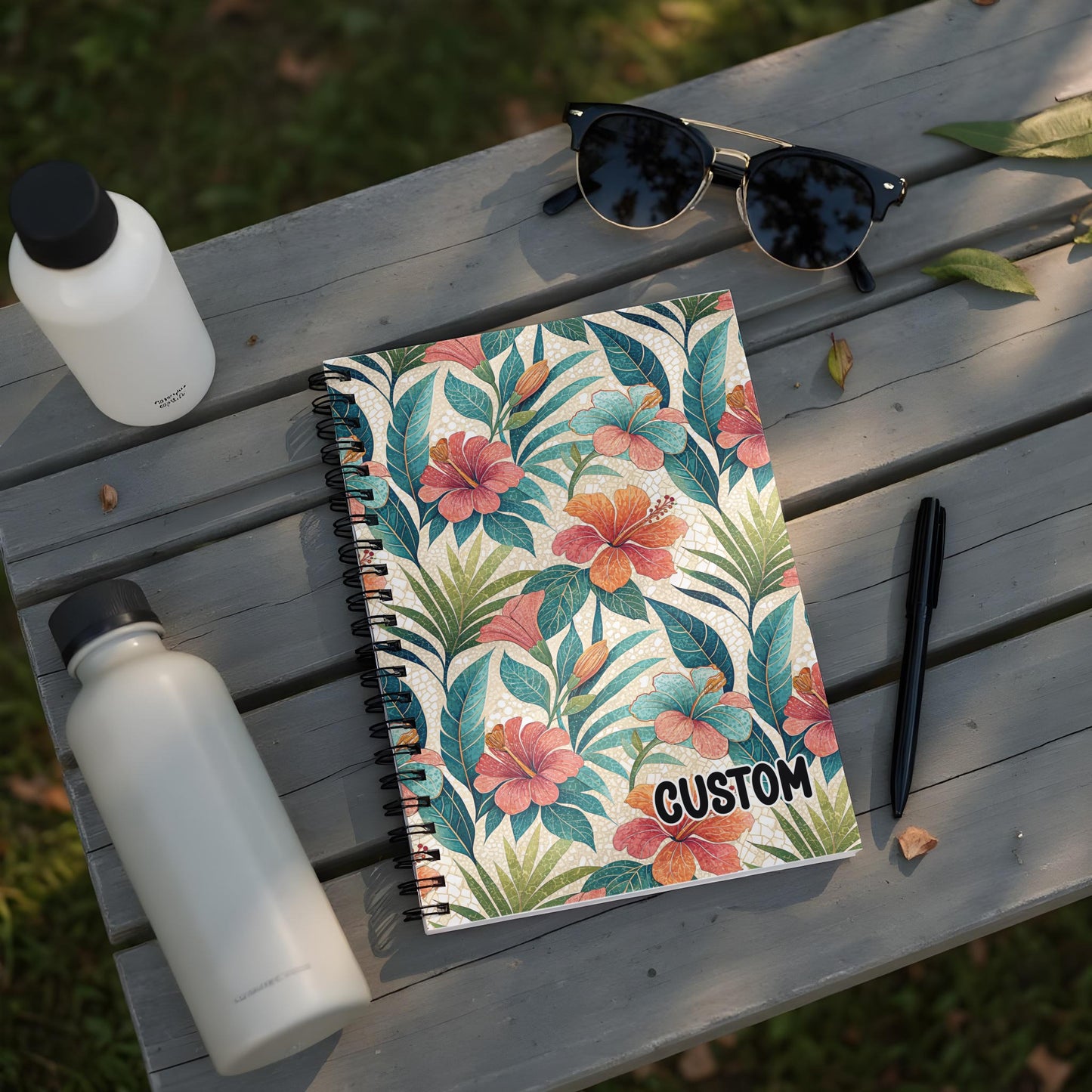 Custom Floral Tropical Design Spiral Notebook