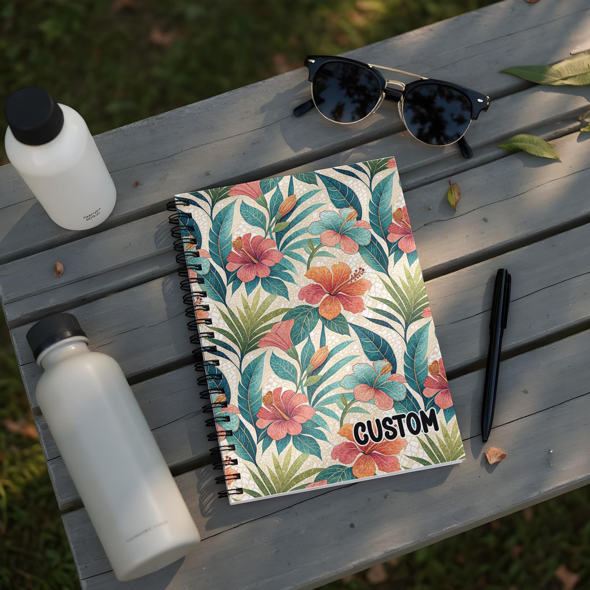 Custom Floral Tropical Design Spiral Notebook