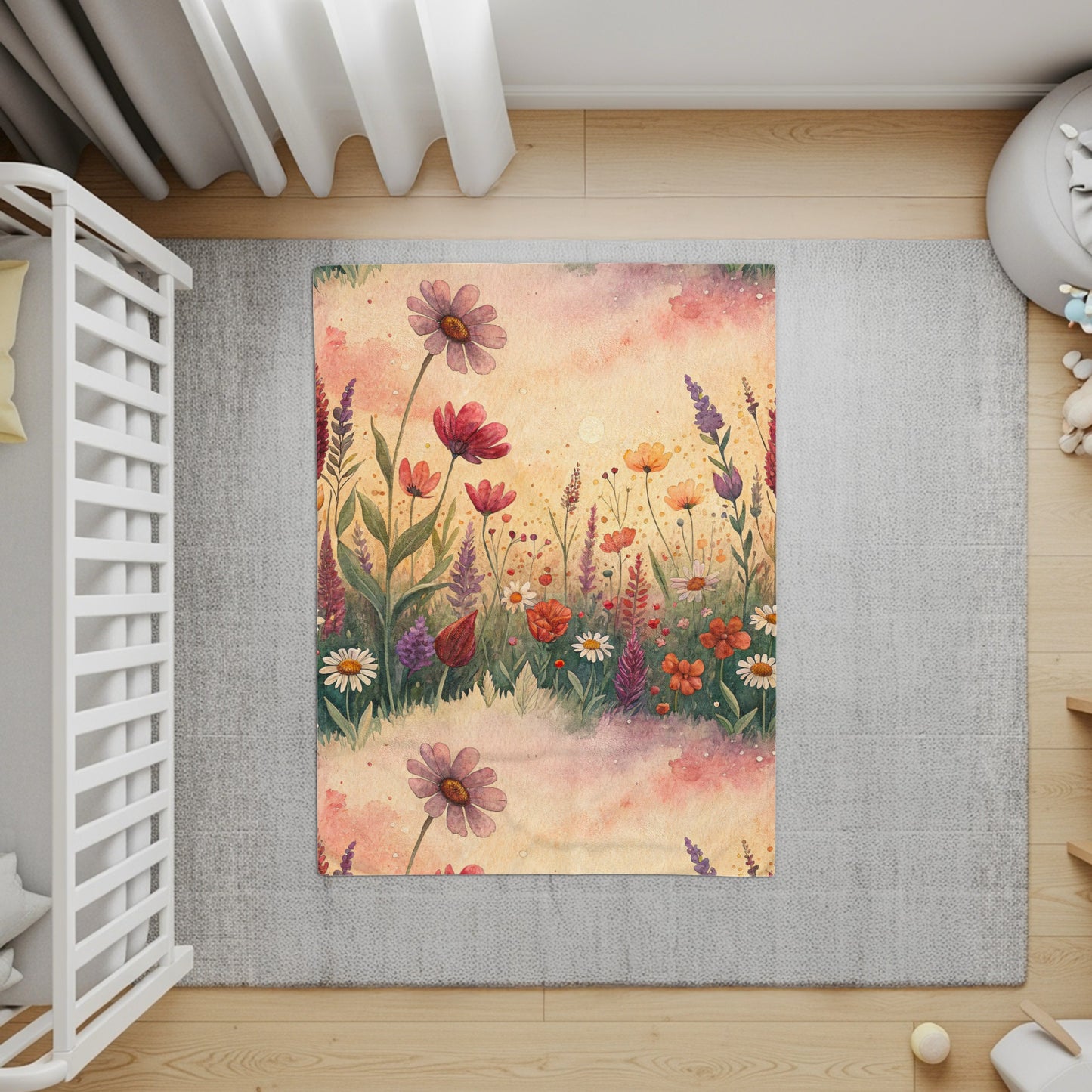 Watercolor Delightful Garden Floral Pattern Velveteen Plush Blankets - Walk Greener
