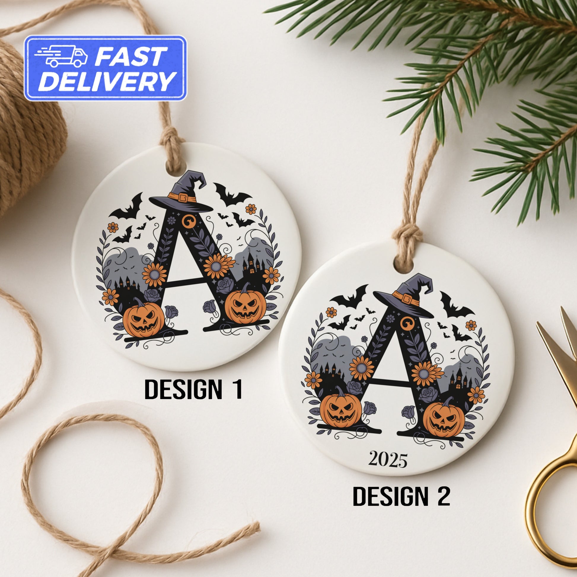 Personalized Halloween Initial Ornament product