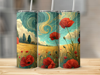 Vibrant Field of Red Poppies Custom Tumbler Product
