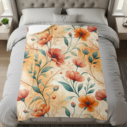 Elegant Orange Flowers Buds With Green Leaves Pattern - Walk Greener