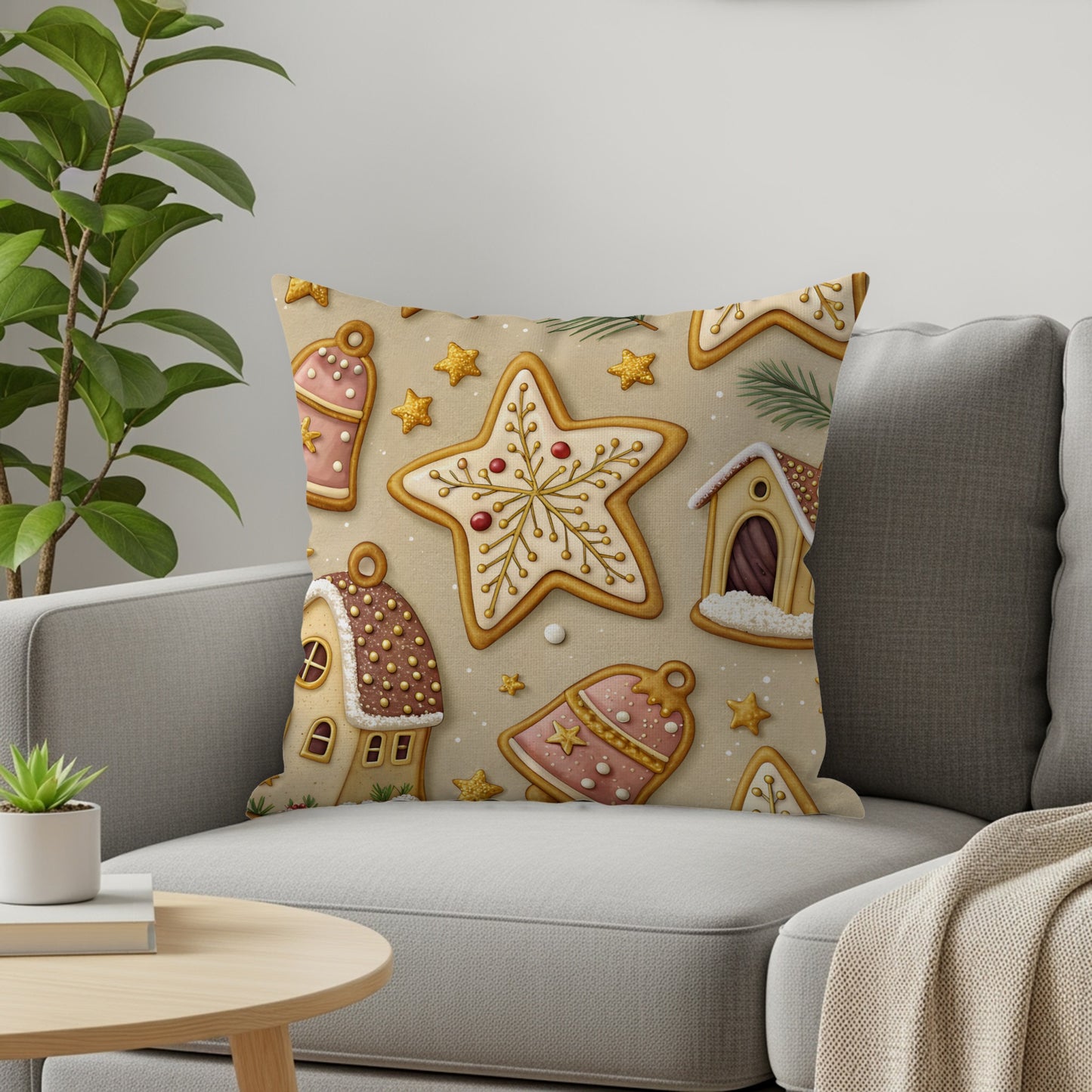 Festive Christmas Cookie Designs Decorative Pillow