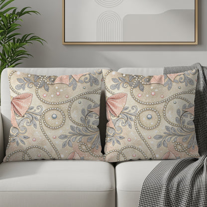 Sparkling Bows with Pearls Pattern Design Pillows & Pillow Cases - Walk Greener