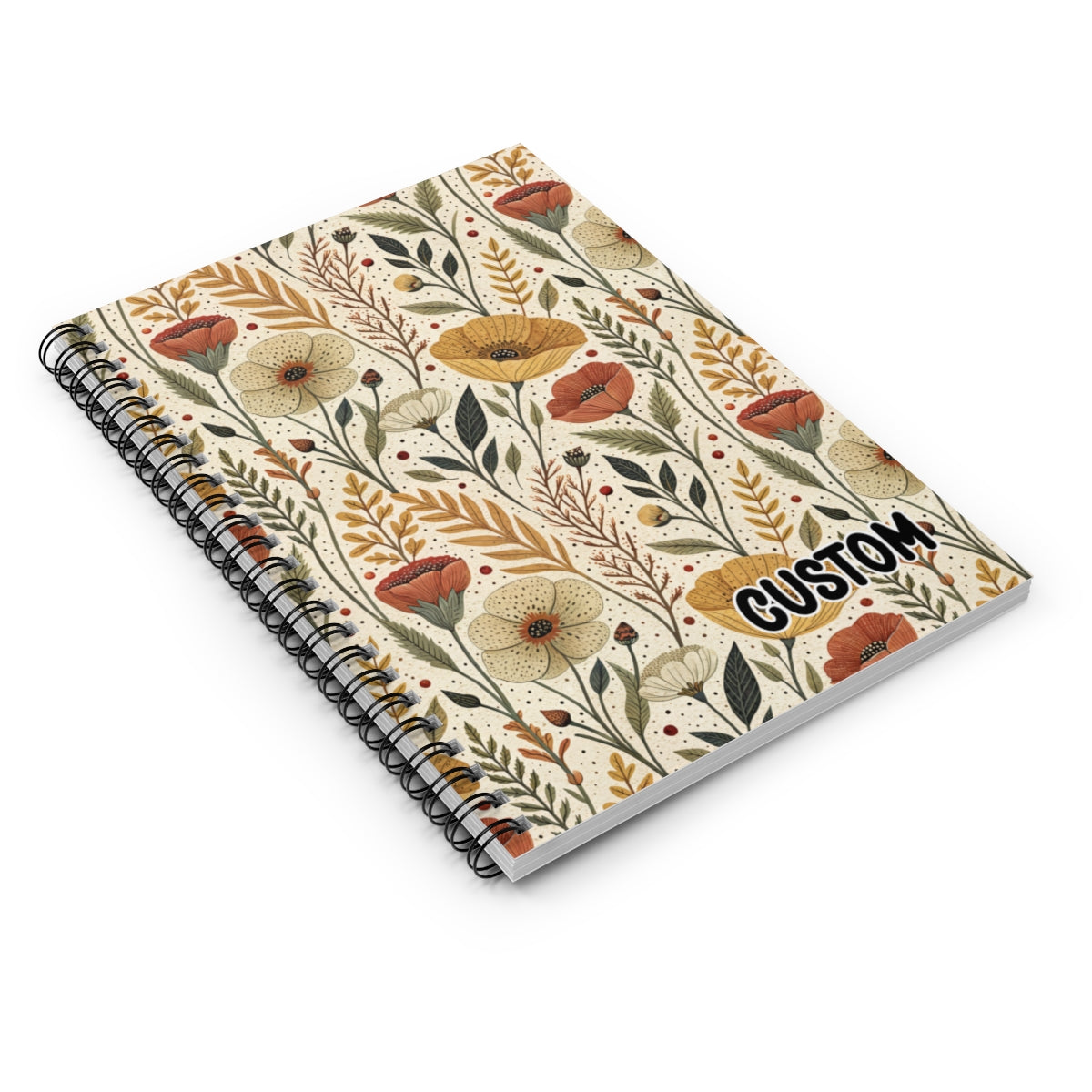 Custom Floral Pattern Spiral Bound Notebook
