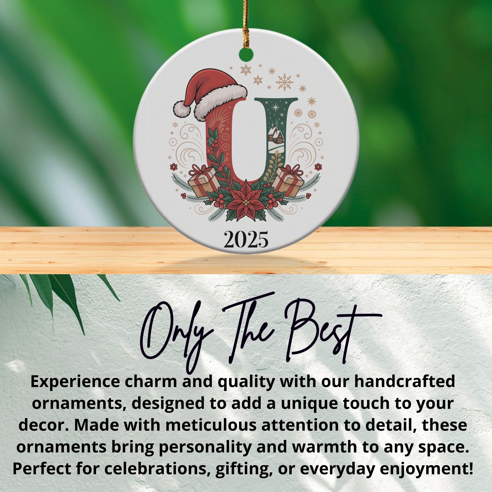 Personalized Santa Hat Monogrammed Ornament 2025 product type