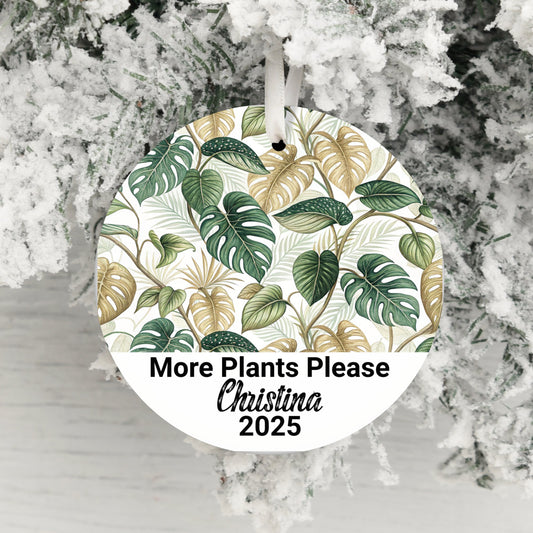 More Plants Please Personalized Round Ornament product