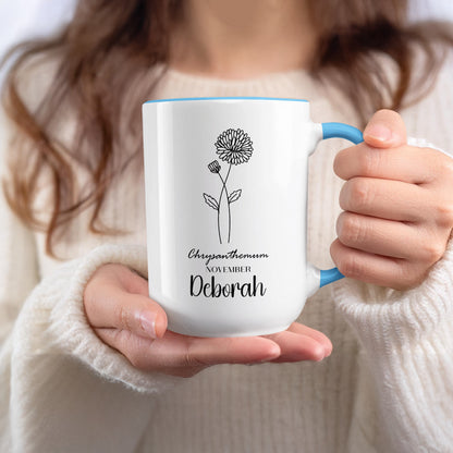 Chrysanthemum November Deborah Personalized Mug