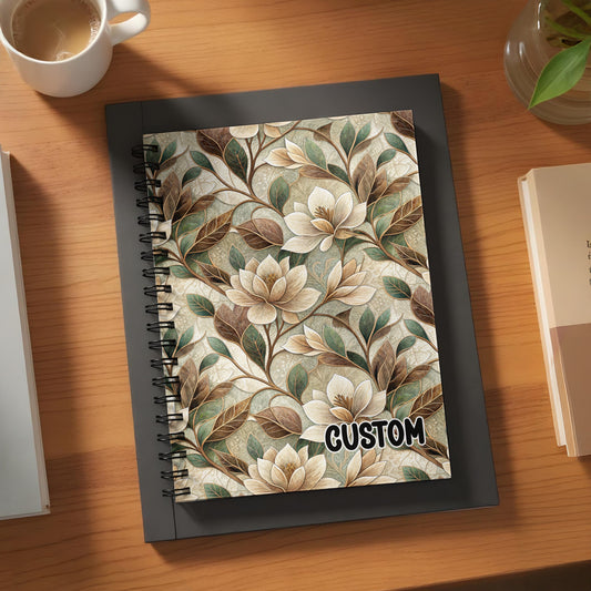 Personalized Floral Design Spiral Bound Notebook