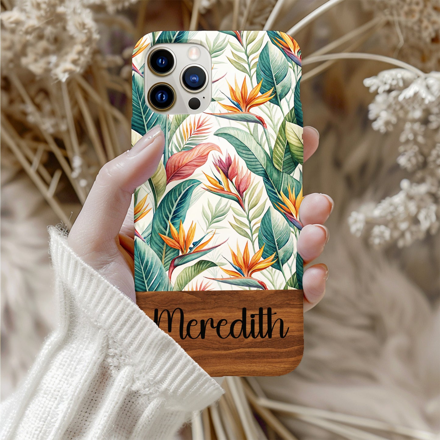 Personalized Floral Phone Case with Meredith Customization