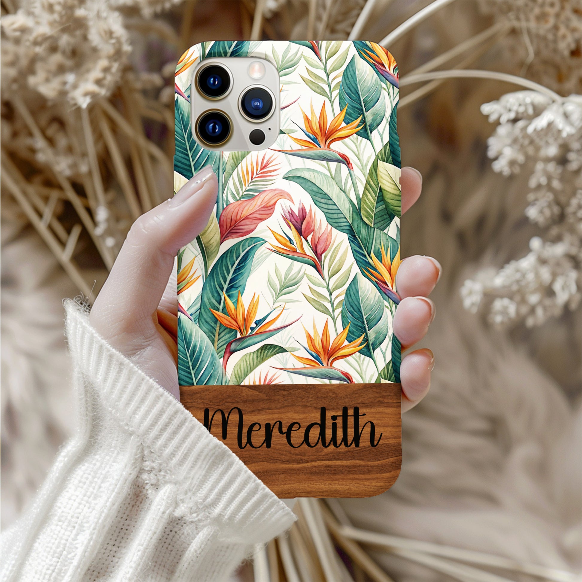 Personalized Floral Phone Case with Meredith Customization