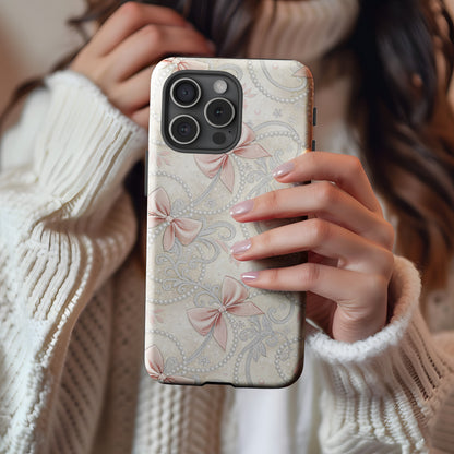 Elegant Pink Bow Pattern Phone Case for Stylish Look