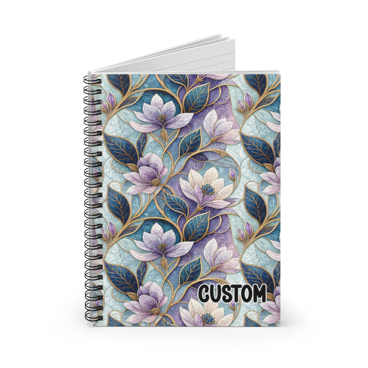 Elegant Floral Design Spiral Bound Custom Notebook