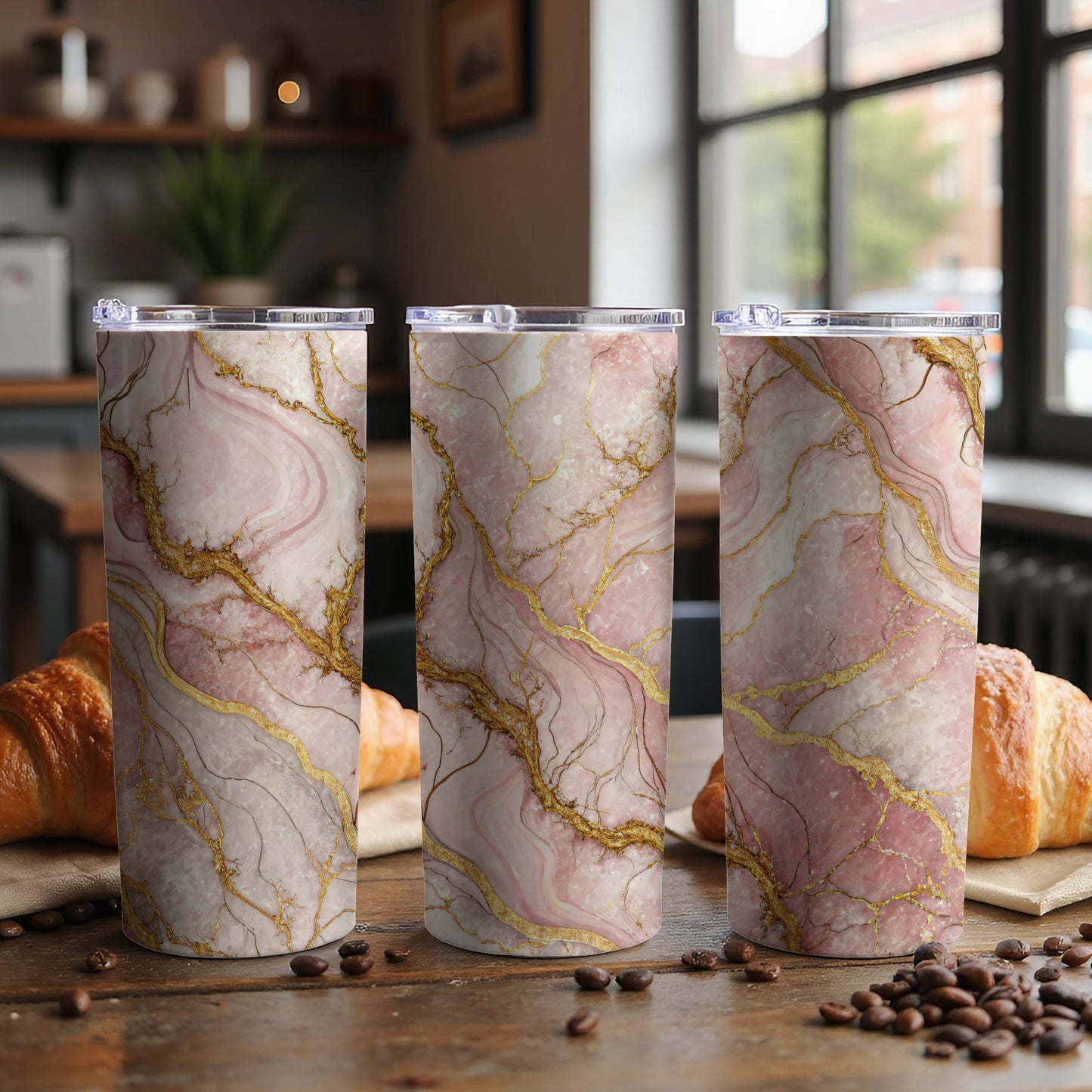 Elegant Marble Design Insulated Tumblers Travel Mug