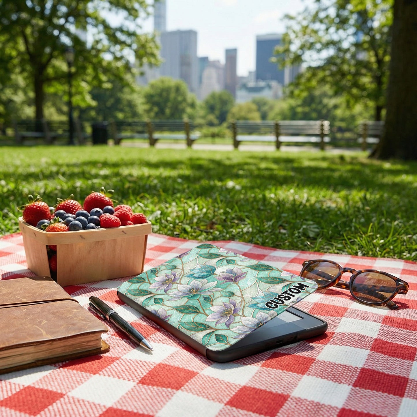 Custom Floral Pattern Tablet Cover for Outdoor Use