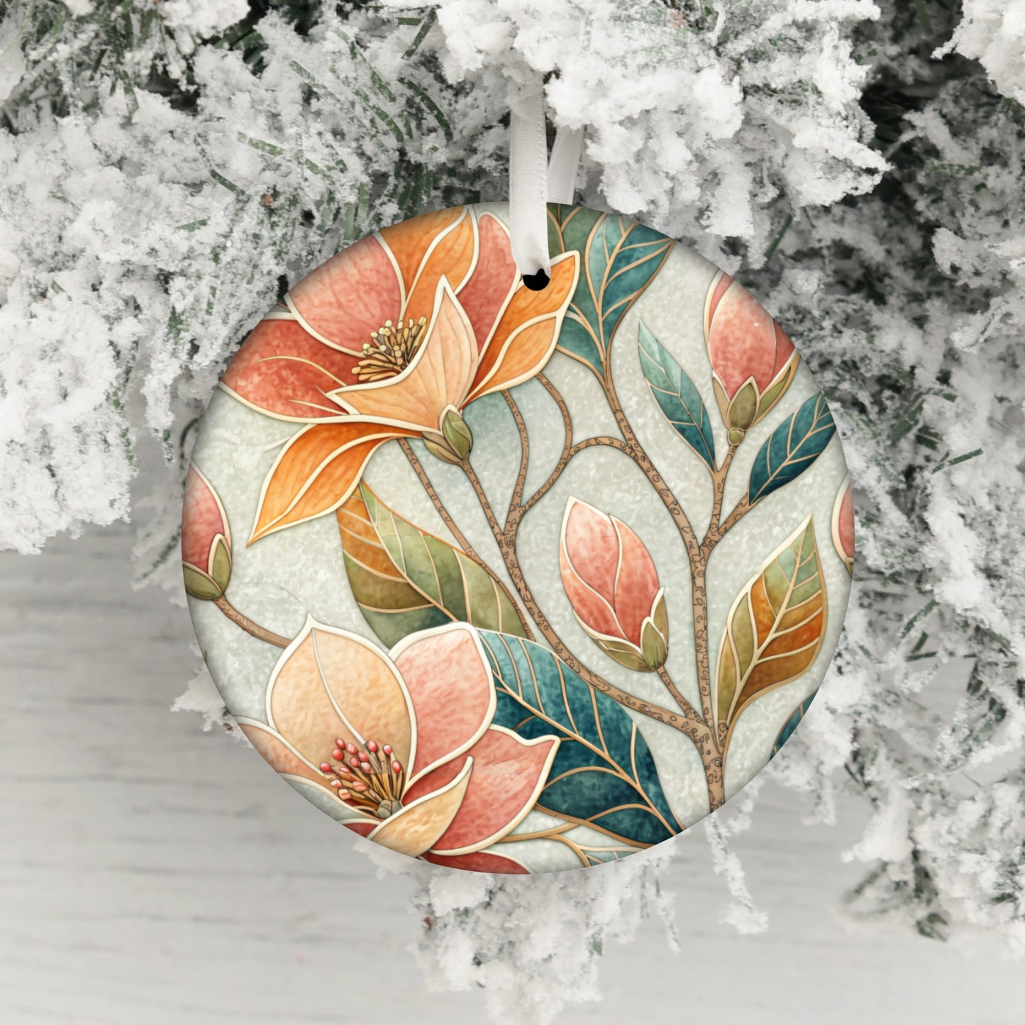Floral Pattern Ornament with Magnolia Flower Design