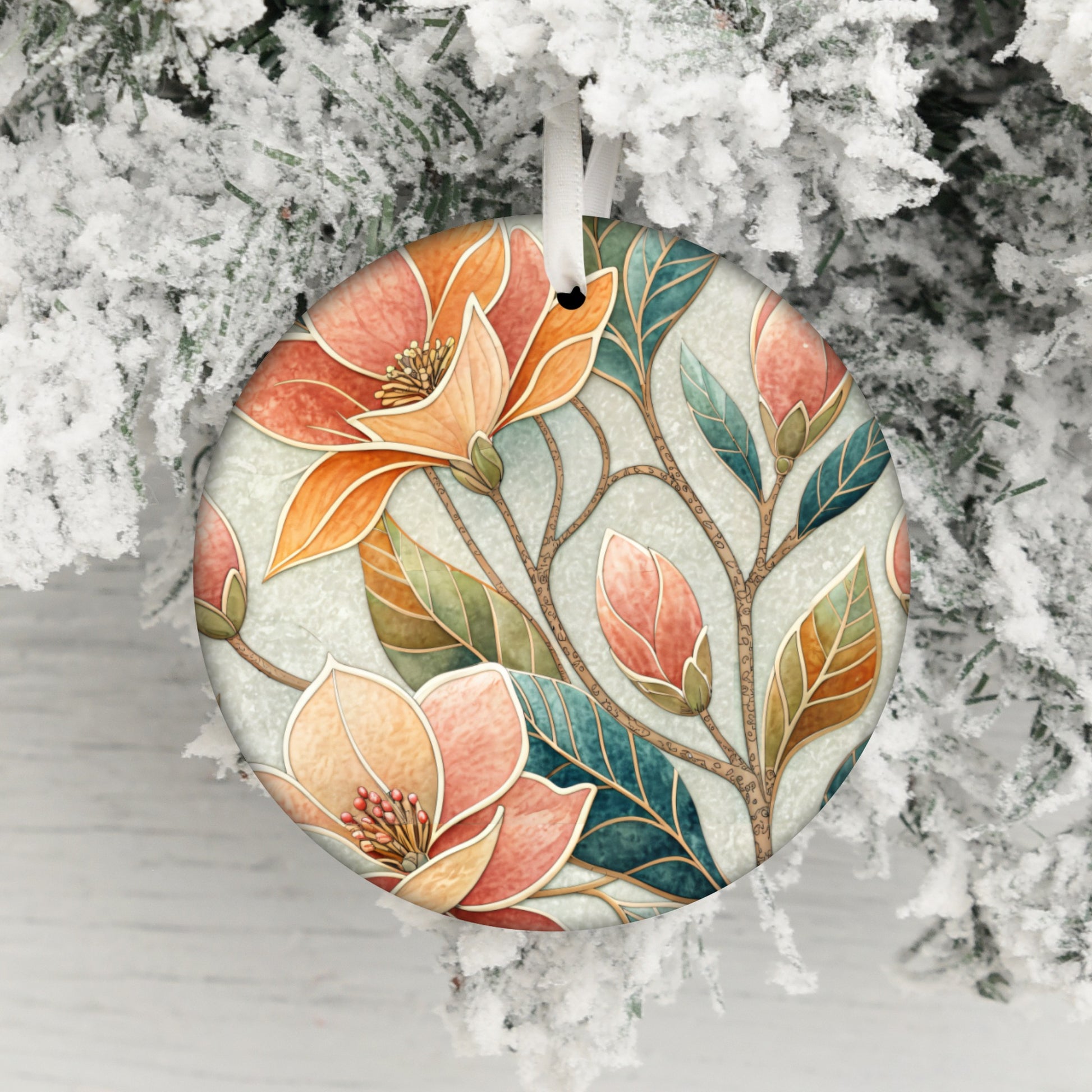 Floral Pattern Ornament with Magnolia Flower Design
