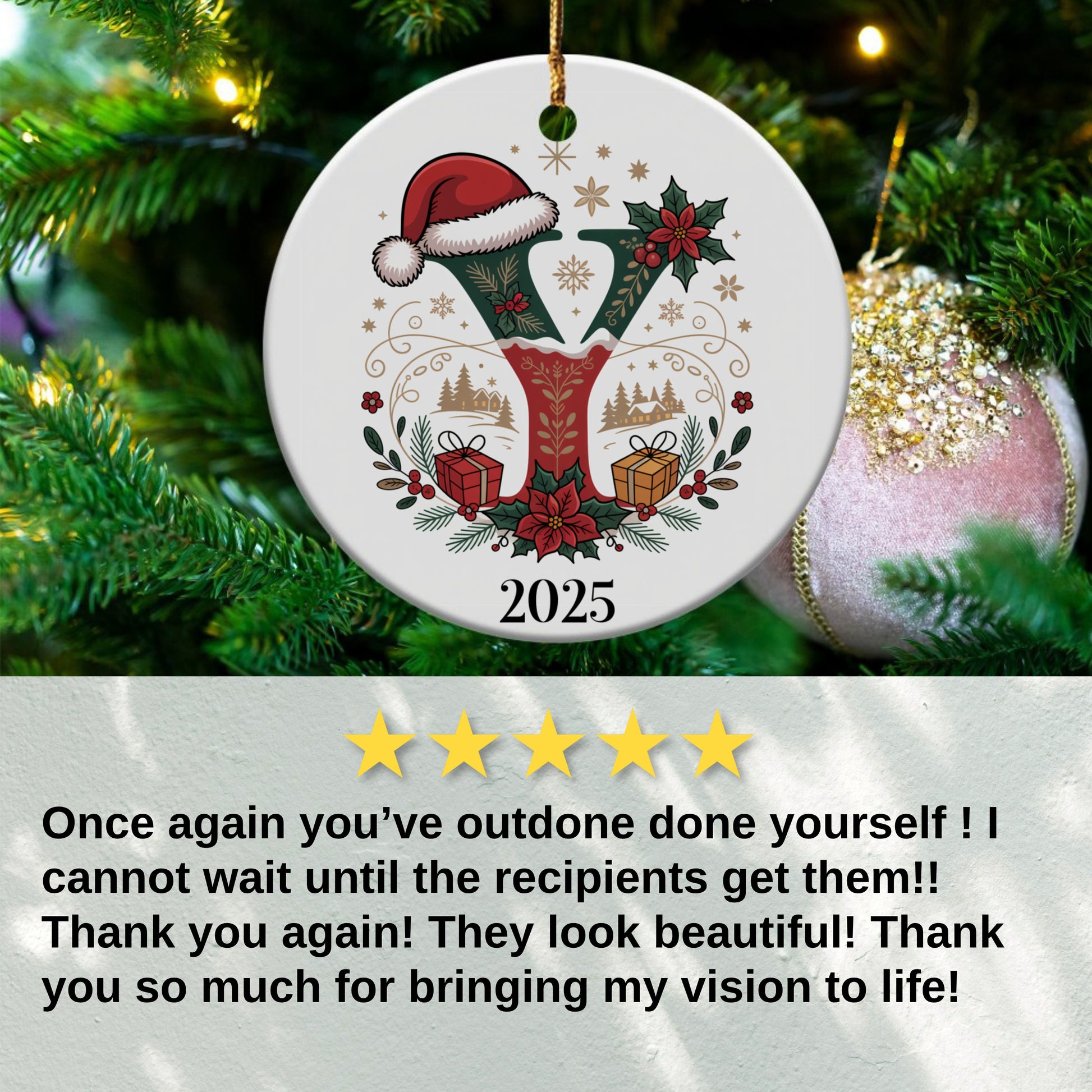 Merry Christmas 2025 Santa Hat Ornament product type