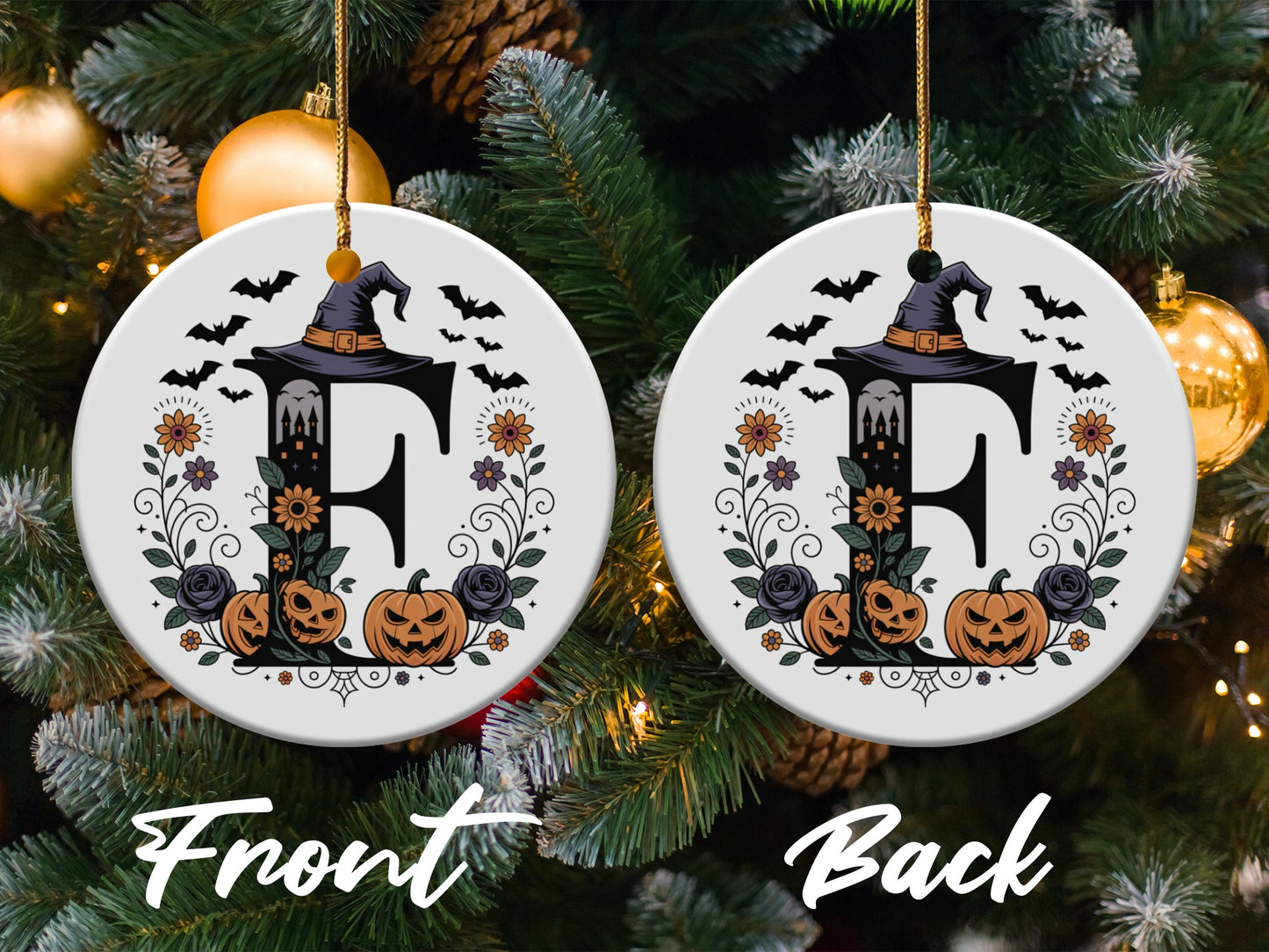 Witch Hat Jack O Lantern Monogram Ornament product