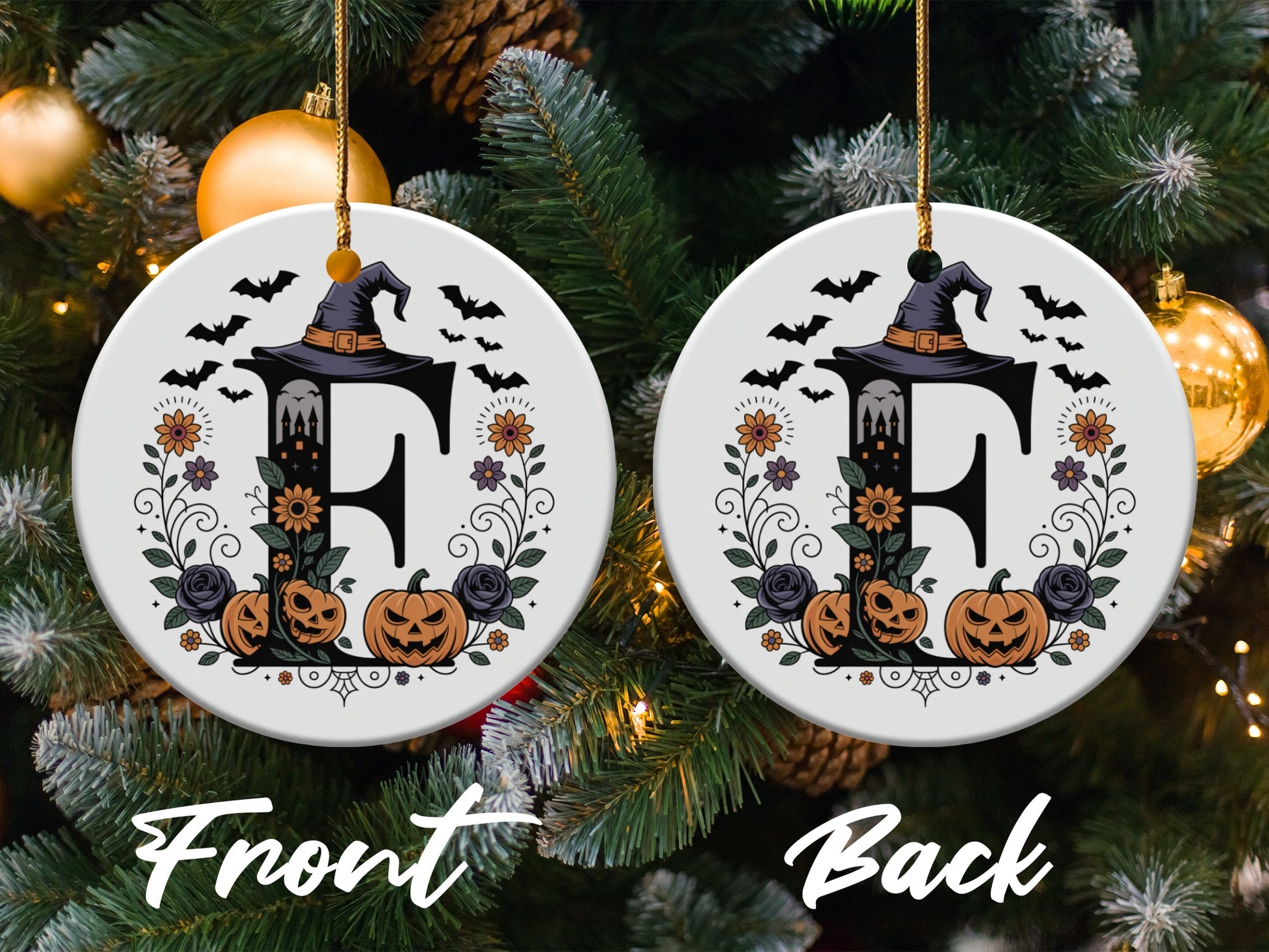 Witch Hat Jack O Lantern Monogram Ornament product