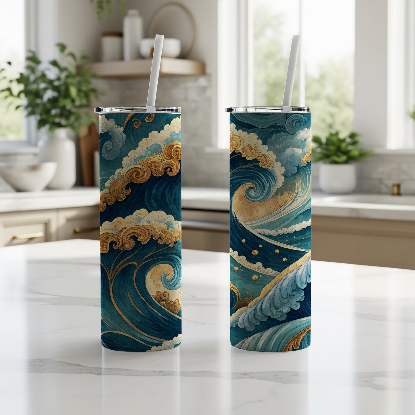 Ocean Wave Art Stainless Steel Tumbler Cup 20oz