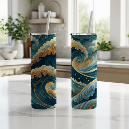 Ocean Wave Art Stainless Steel Tumbler Cup 20oz