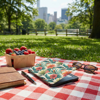 Tropical Floral Design Tablet Sleeve for Summer Picnics
