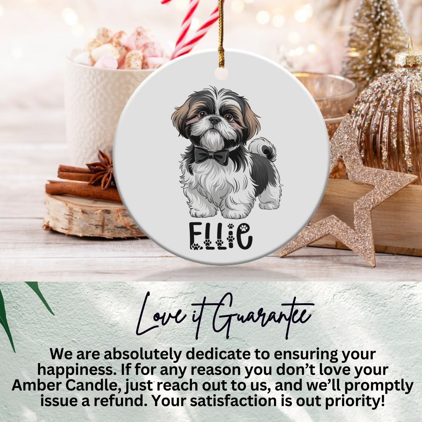 Personalized Cute Dog Christmas Ornament product type