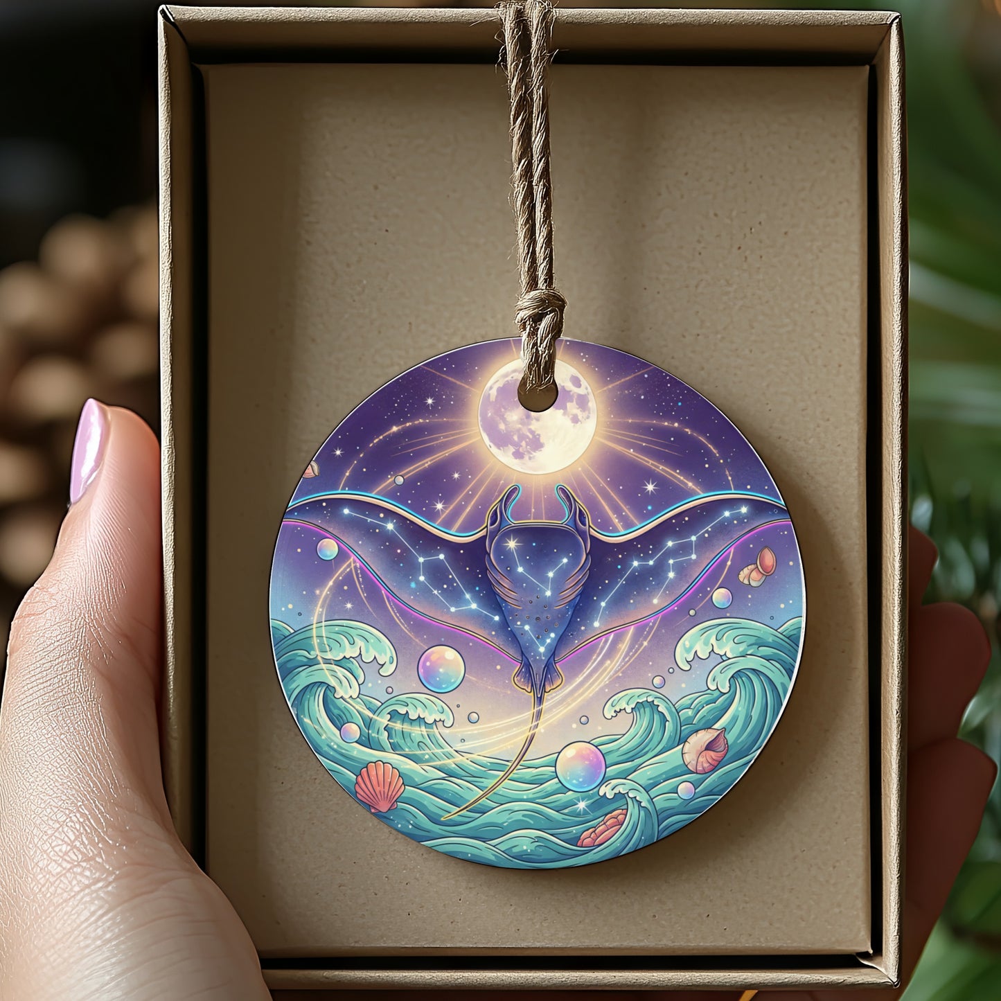 Mystical Moon and Ocean Scene Ornament product