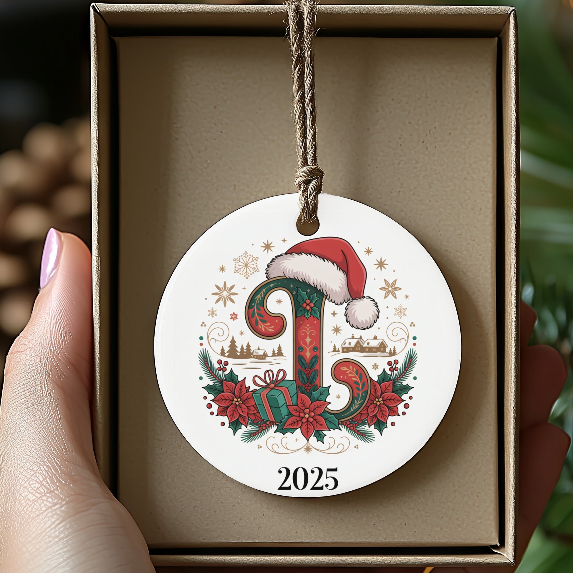Personalized Ornament with Holiday Design 2025 product type