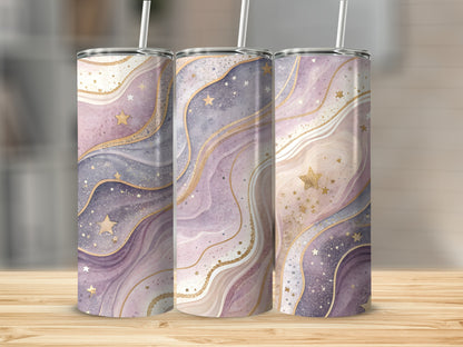 Cosmic Starry Night Lavender and Gold Tumbler