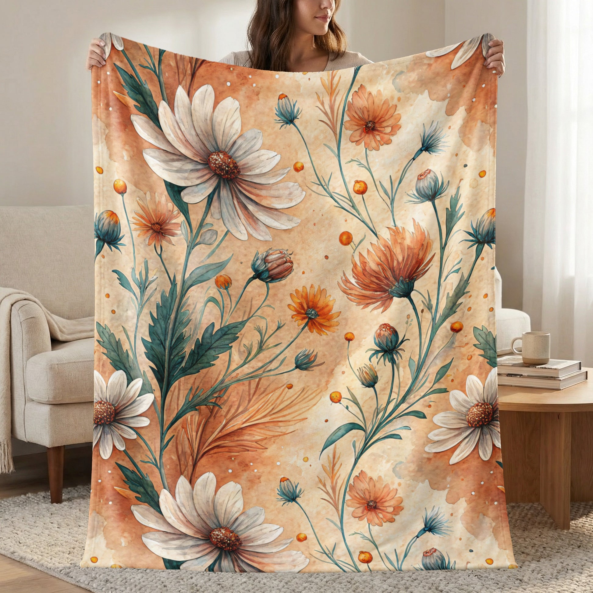 Elegant Daisy Bloom Design Watercolor Style Floral Art - Walk Greener