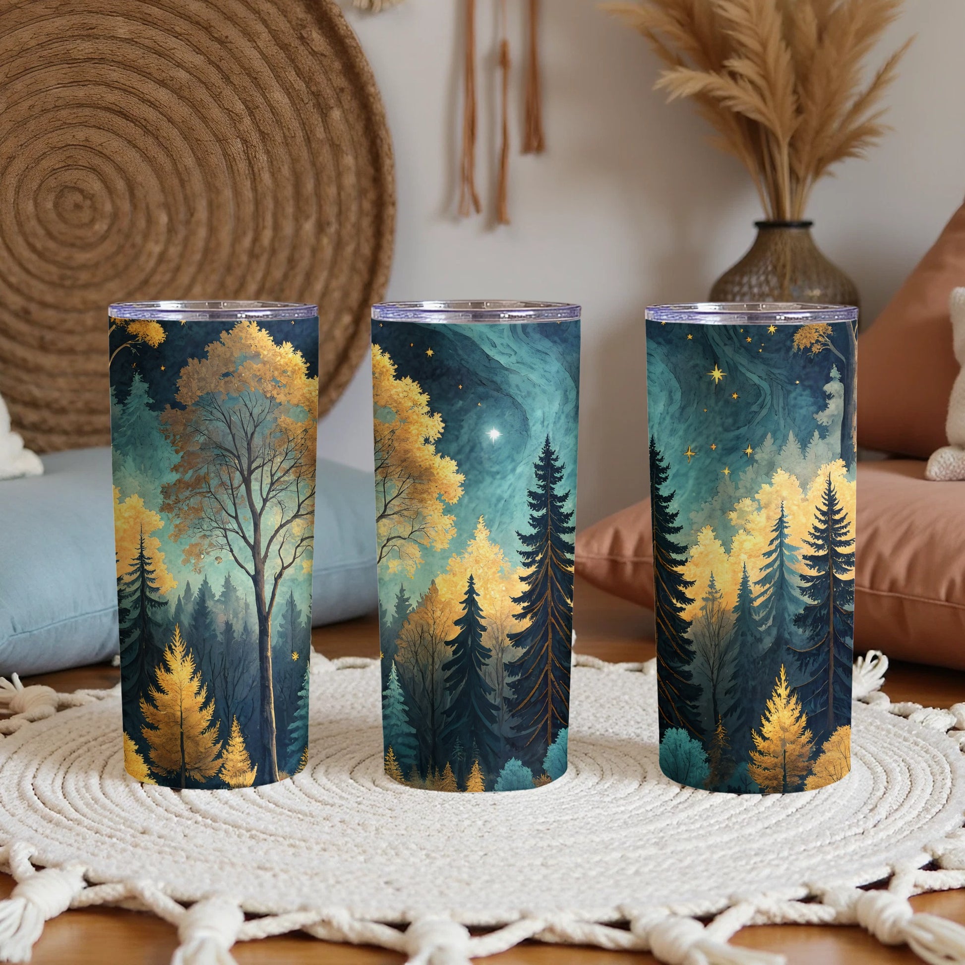 Starry Night Forest Design Tumbler Cup Collection