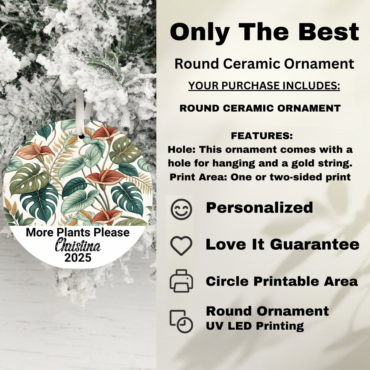 More Plants Please Personalized Round Ornament product