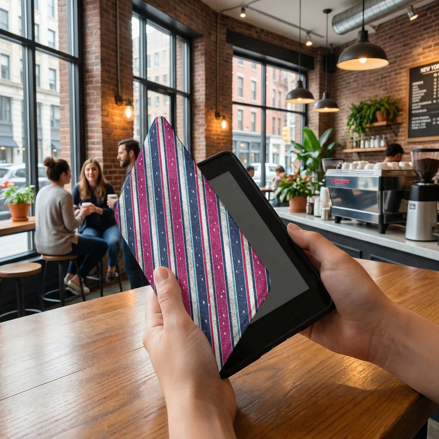 Stylish Striped and Starry Tablet Sleeve for Tech Lovers