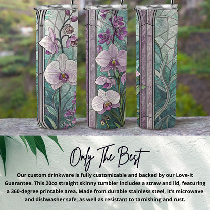 Stained Glass Orchid Florals Design Premium Style - Walk Greener