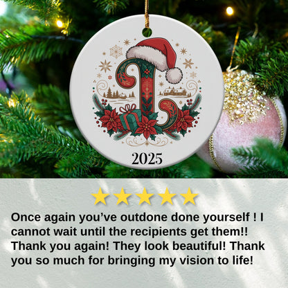 Personalized Christmas Ornament With Initial Design product