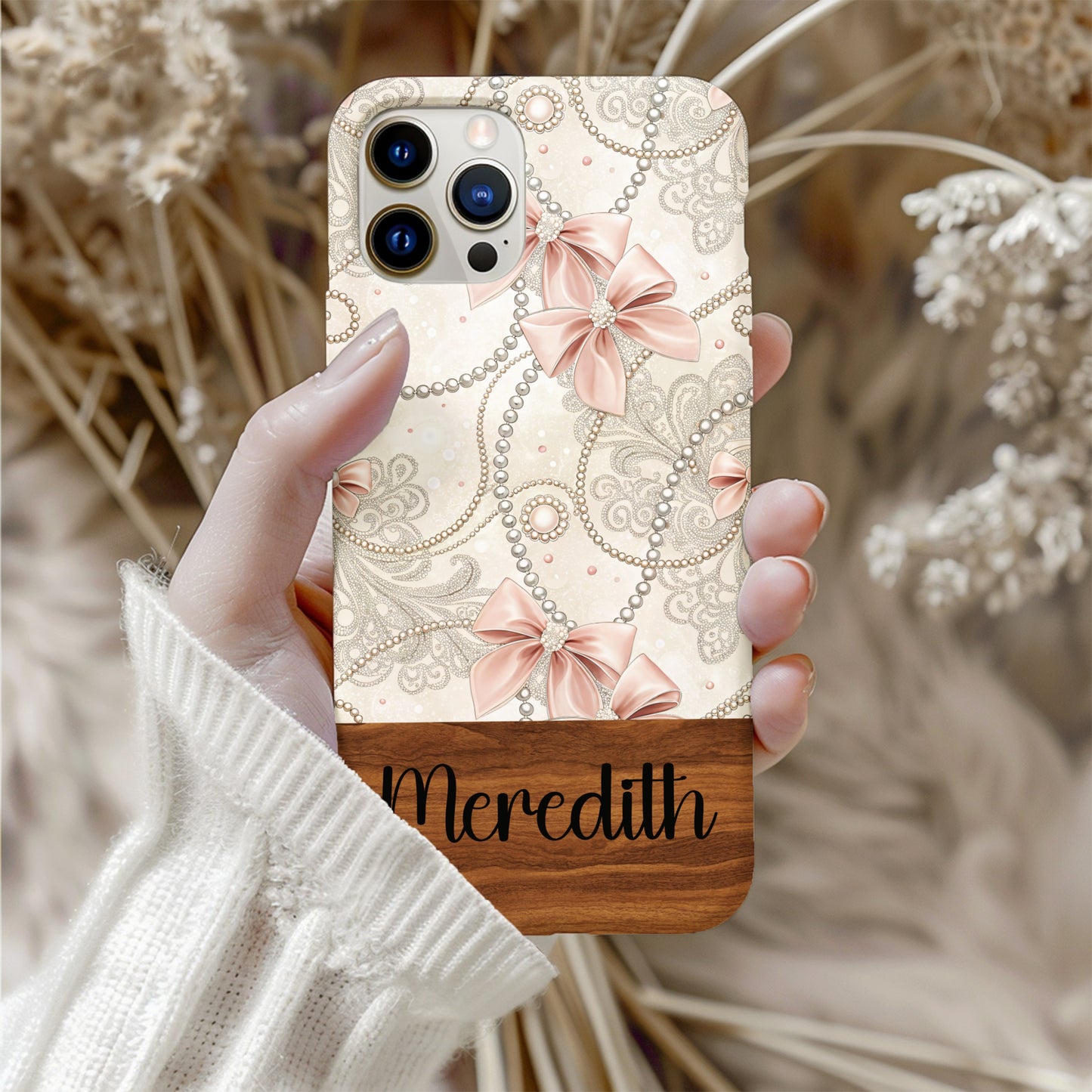 Personalized Floral Bow Design Phone Case for Meredith