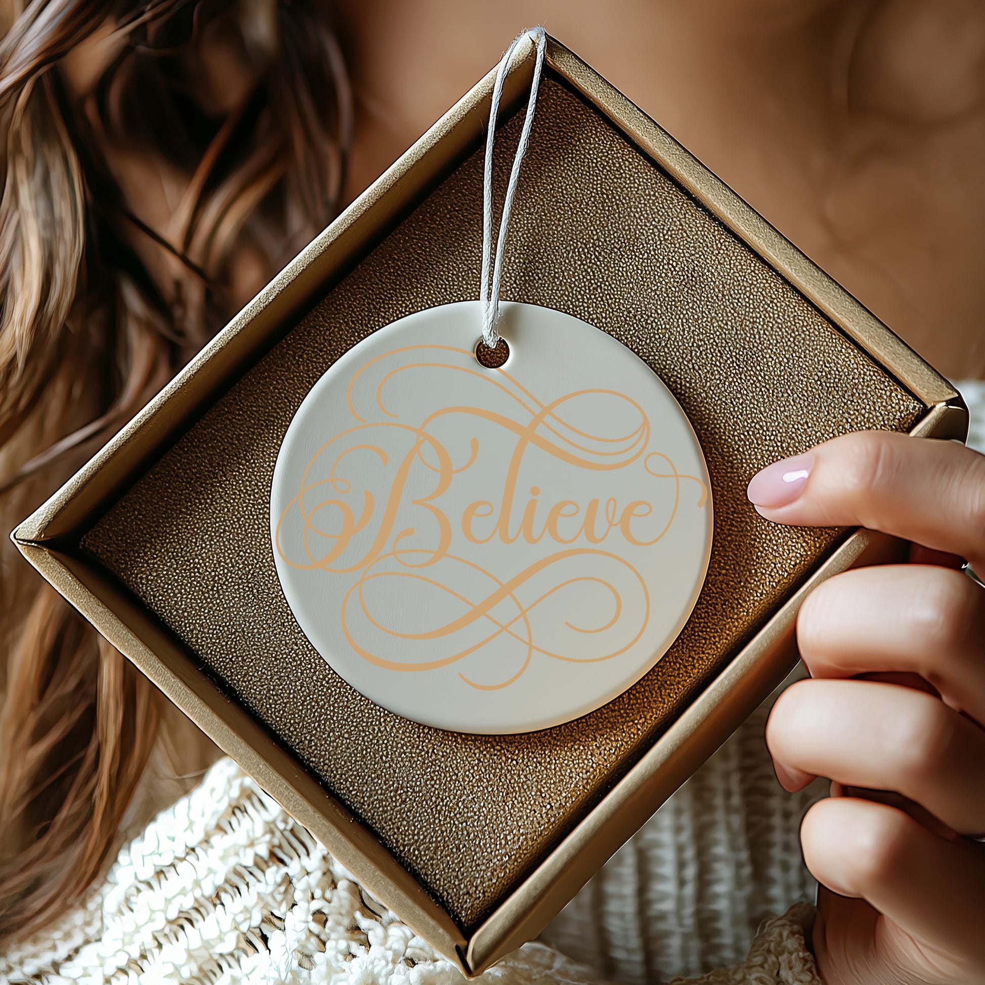Elegant Believe Script Hanging Ornament product