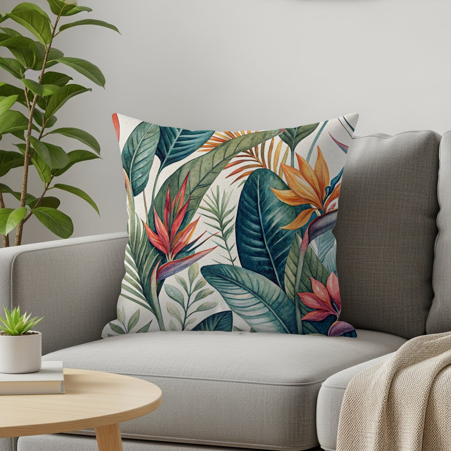 Vibrant Tropical Leaves and Exotic Blooms Pattern Pillows & Pillow Cases - Walk Greener