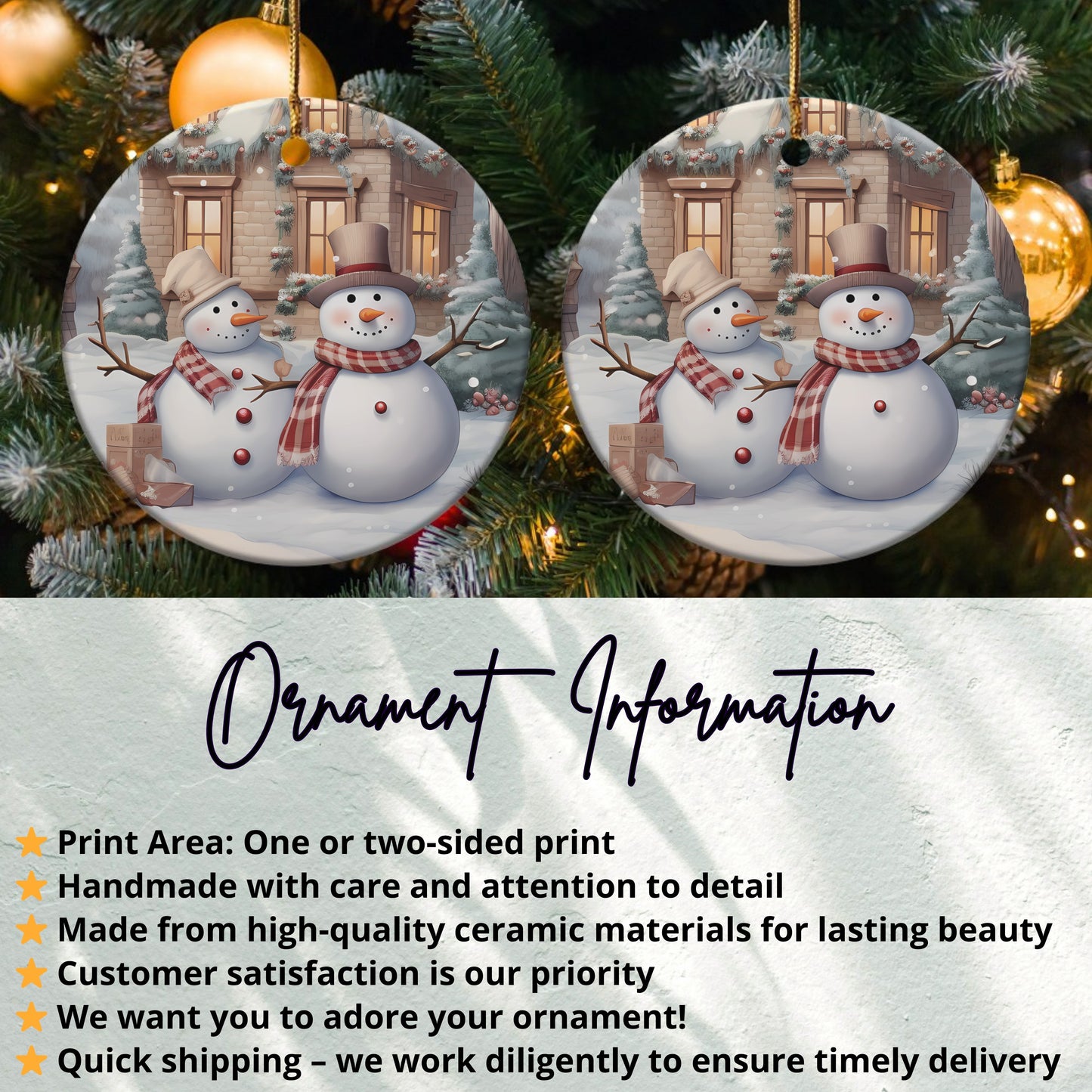 Snowman Couple Christmas Ornament product type