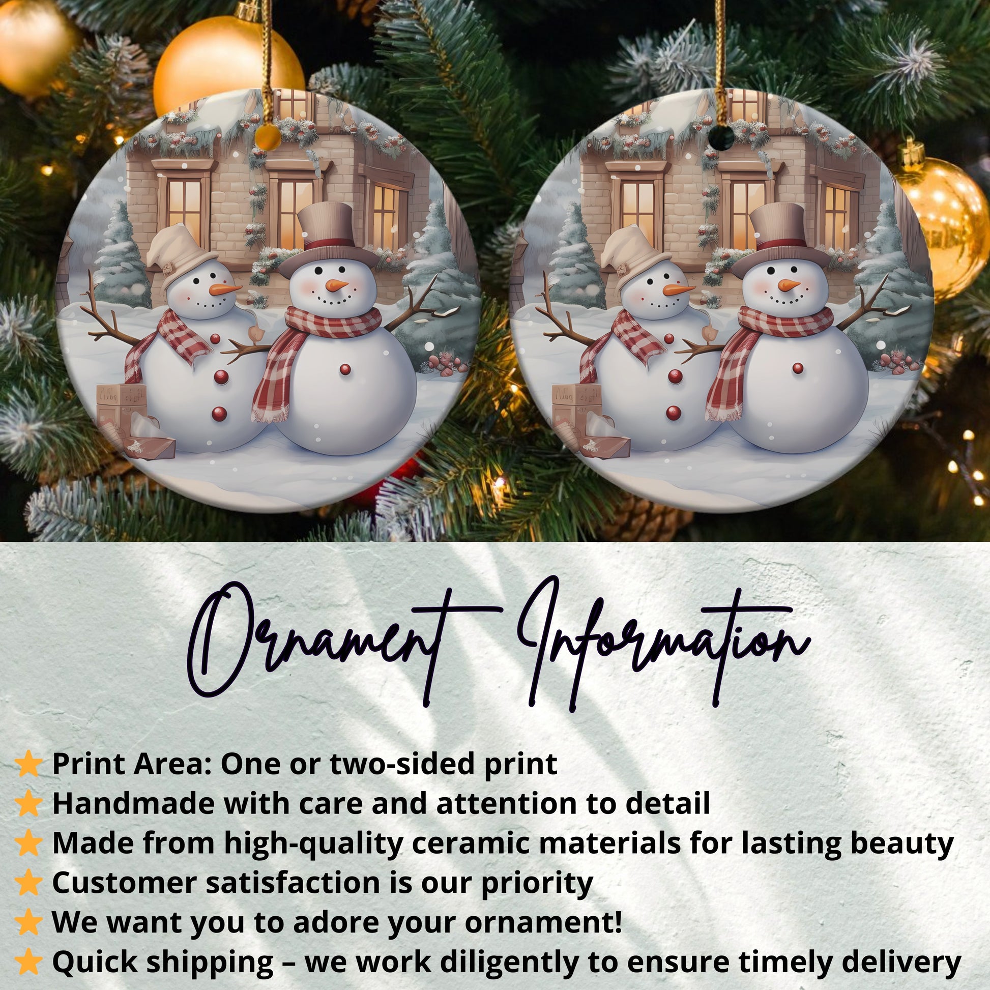 Snowman Couple Christmas Ornament product type