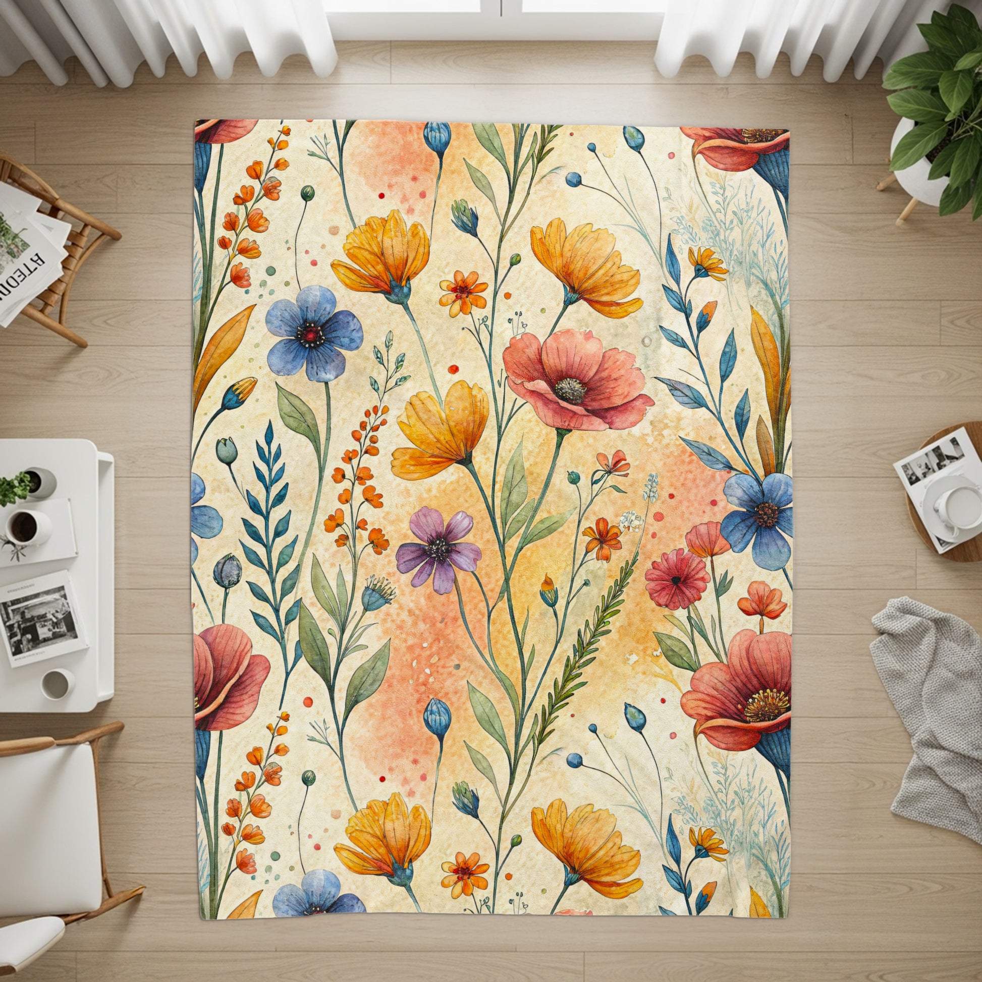 Colorful Watercolor Flowers Botanical Pattern Design - Walk Greener
