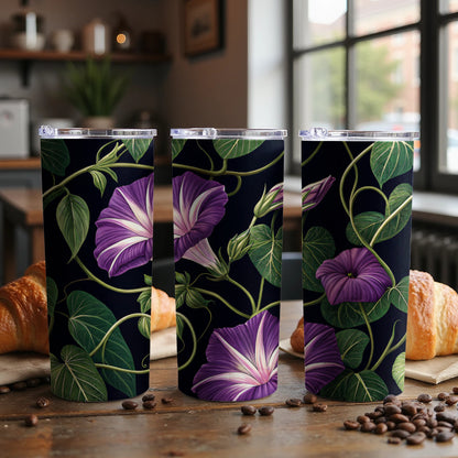Elegant Purple Floral Design Insulated Tumbler Product