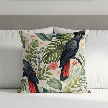 Exotic Tropical Bird and Floral Print Pillowproduct