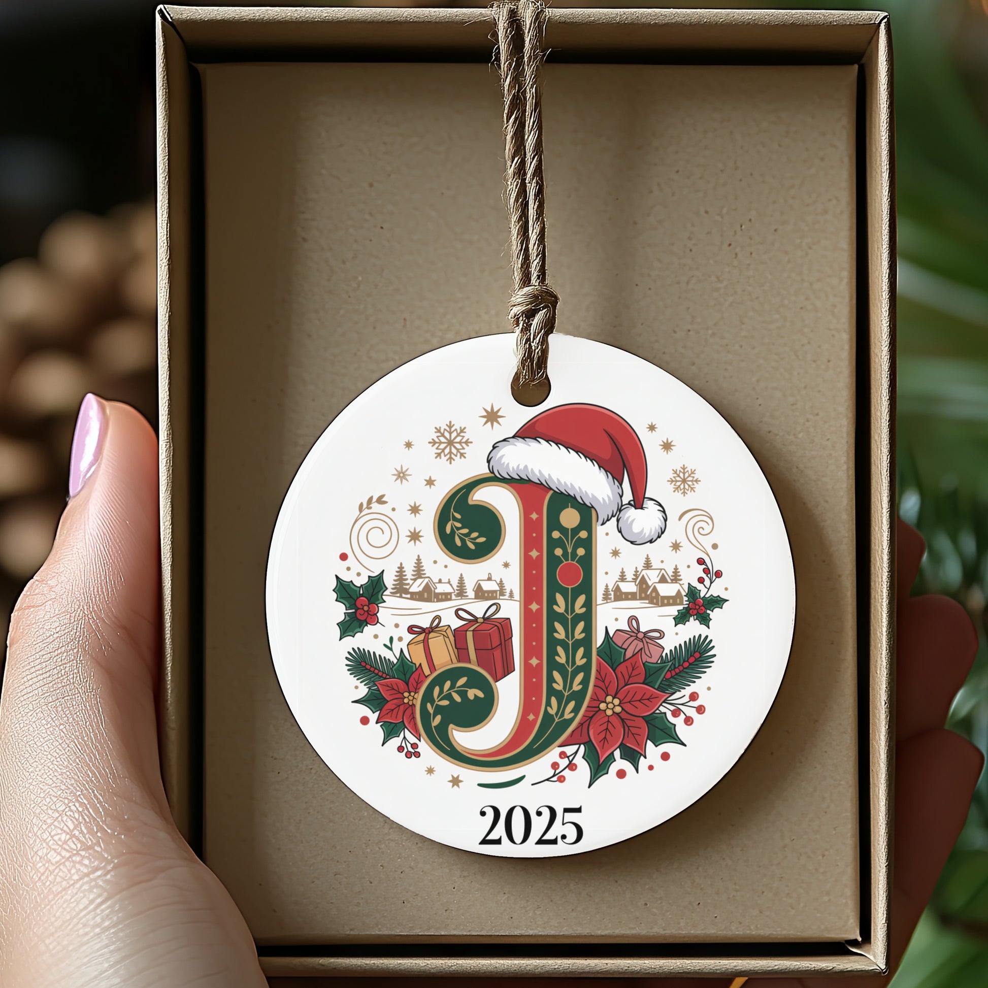 Personalized Christmas 2025 Initial Ornament product