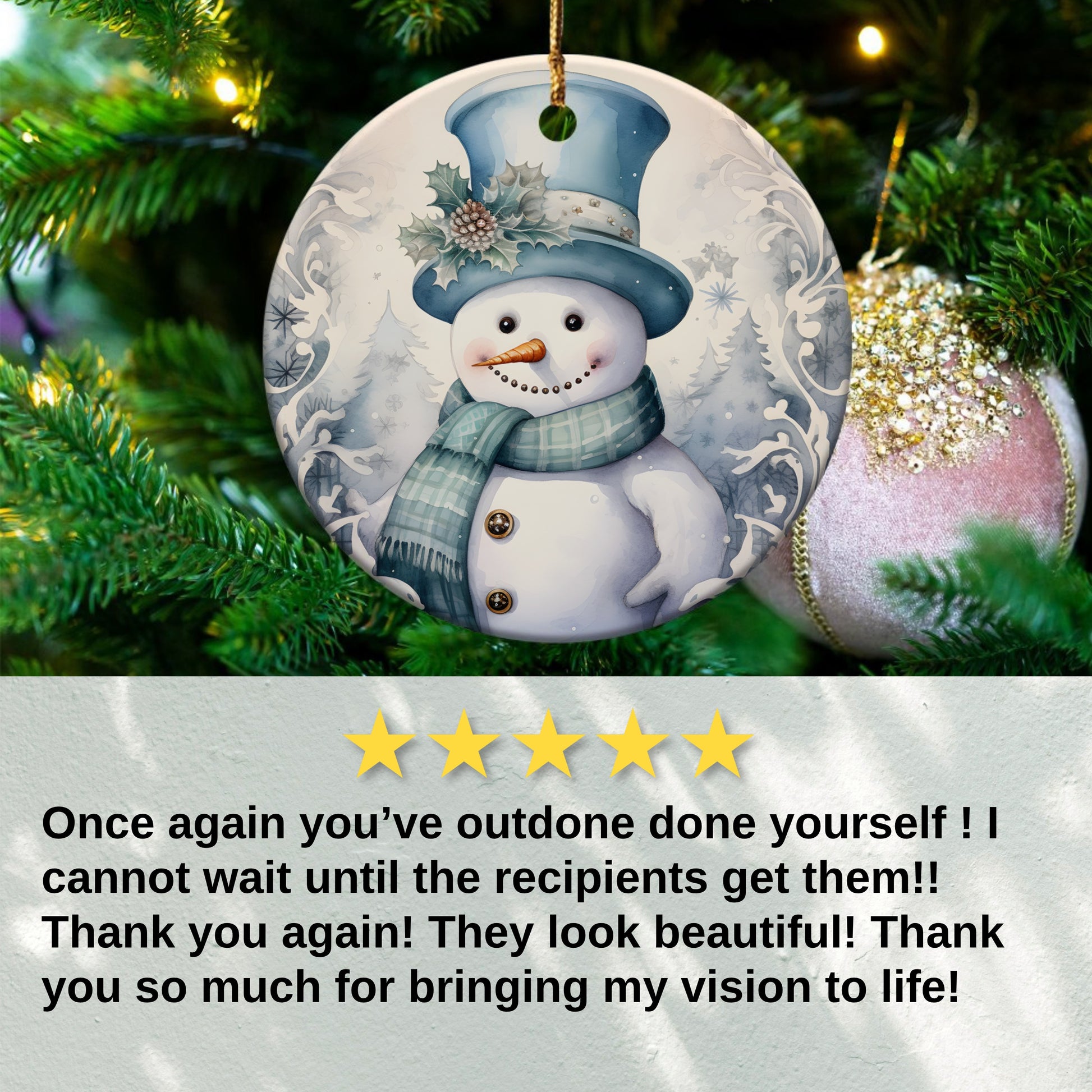 Smiling Snowman Christmas Tree Ornament product